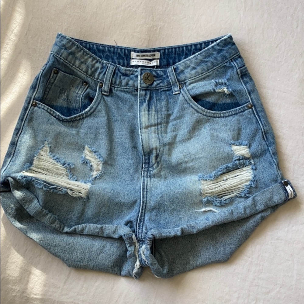 One Teaspoon High Waisted Bandit Denim Shorts